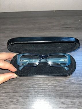 EUC Fendi Rectangular Women Blue with Glitter frame + case